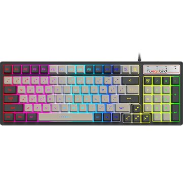 Fuegobird Fuegobird V600 Membrane Gaming Keyboards - Clavier filaire - Eclairage RGB - 96 touches - Gris blanc