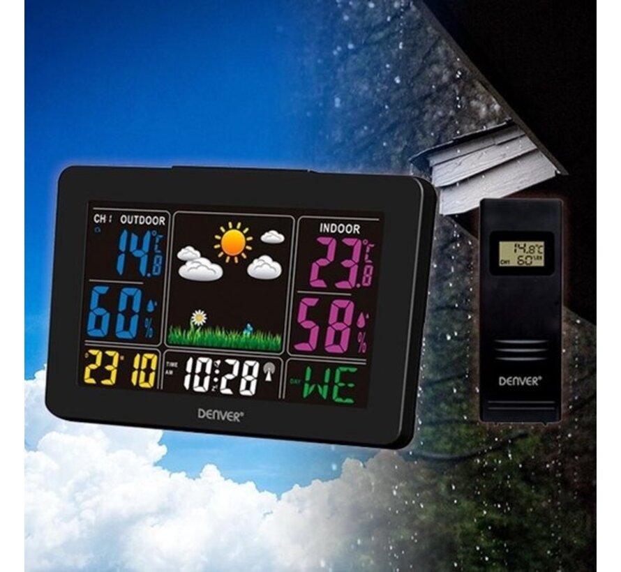 Denver WS-540 Black - Station météo - fonction alarme - écran couleur - Noir