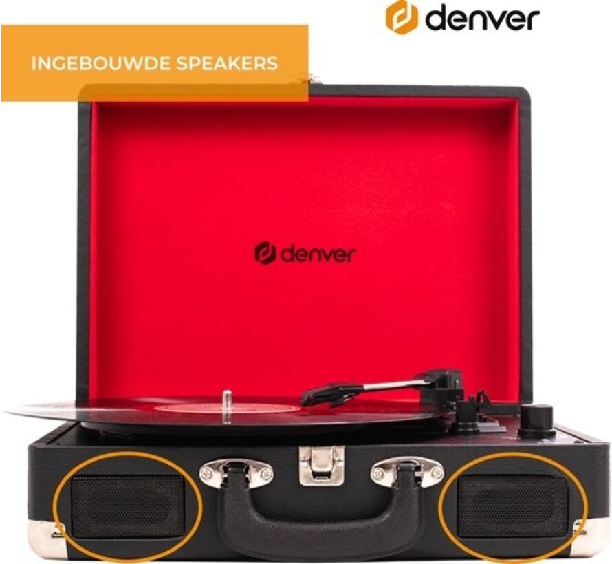 Denver Record Player - Haut-parleurs intégrés - Logiciel PC inclus - Auto-stop - Retro - VPL120 - Noir