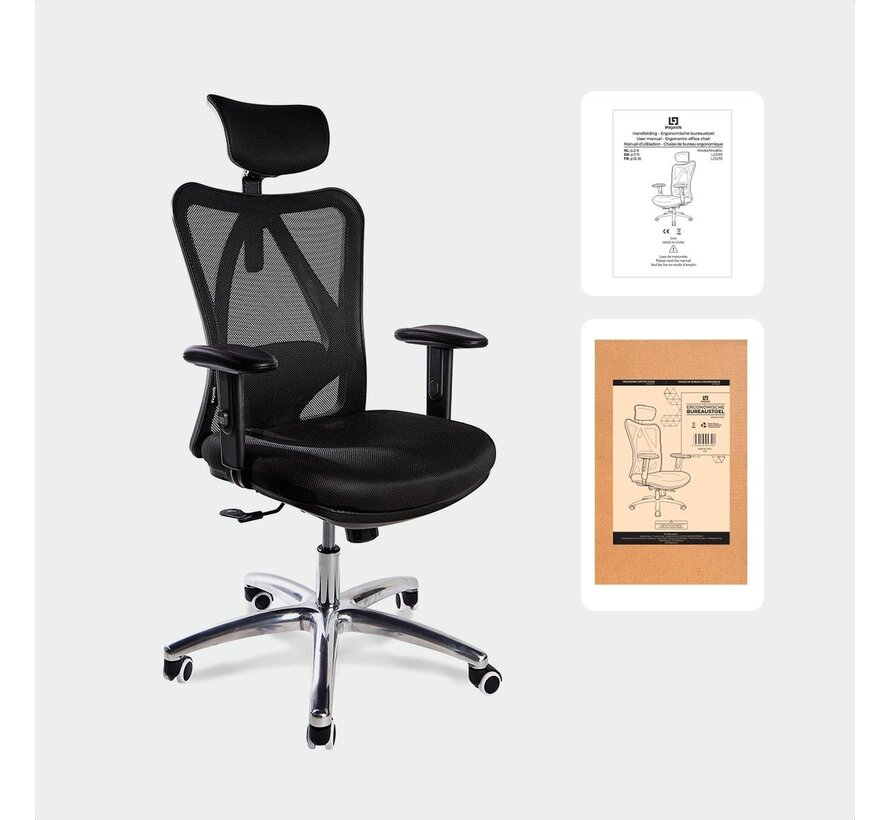 LifeGoods - Chaise de bureau ergonomique - Noir