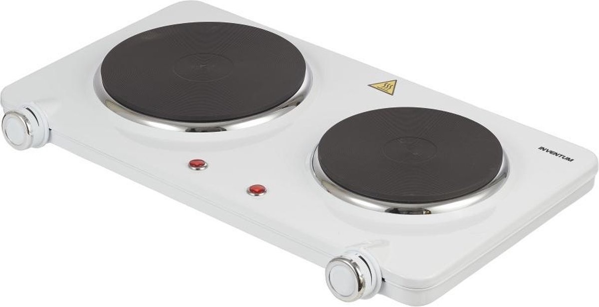 Inventum KP602W - Plaque de cuisson électrique - 2 zones de cuisson - 15 et 18 cm - 750 et 1500 watts - Prise normale - Blanc