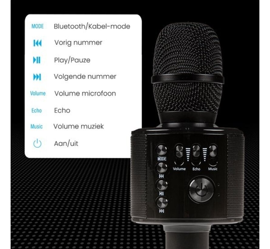 Auronic Karaoke Microphone - Pour enfants et adultes - Bluetooth - Sans fil - avec haut-parleur - Noir