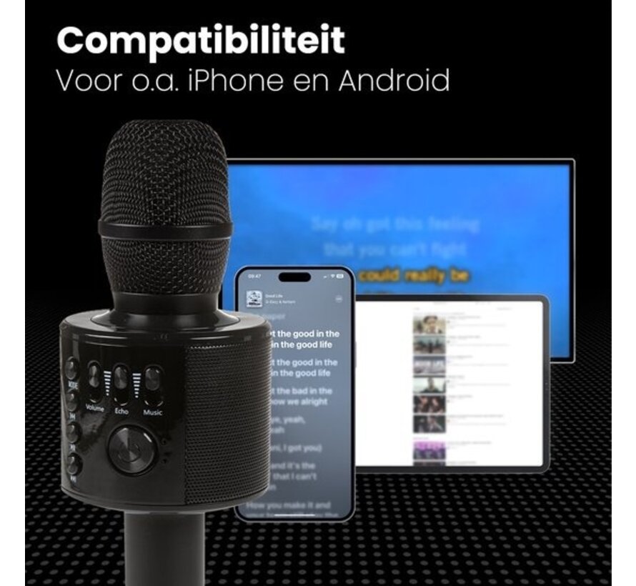 Auronic Karaoke Microphone - Pour enfants et adultes - Bluetooth - Sans fil - avec haut-parleur - Noir
