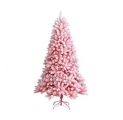 Coast Coast Arbre de Noël artificiel enneigé de 180 cm avec 920 branches et pieds en métal rose