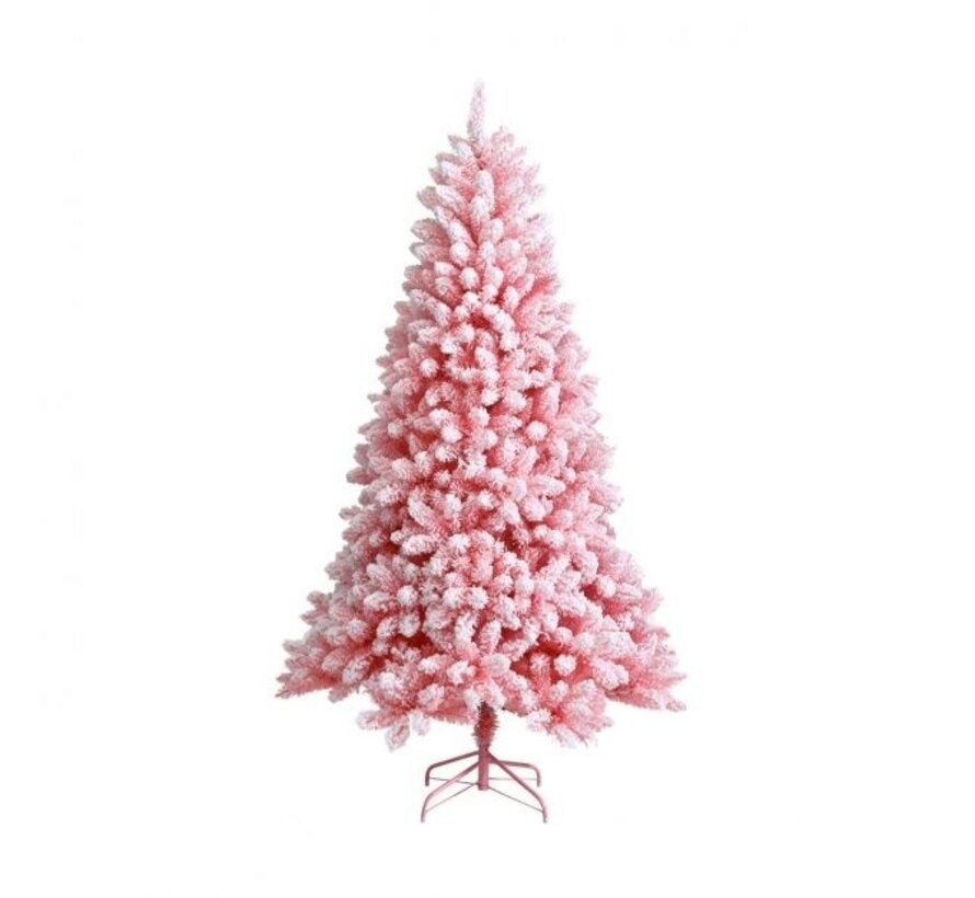 Coast Arbre de Noël artificiel enneigé de 180 cm avec 920 branches et pieds en métal rose
