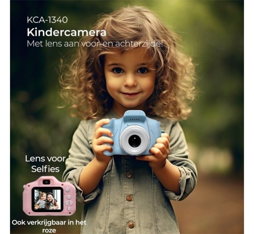 Denver Kids' Camera Full HD - Caméra selfie - 40MP - Appareil photo numérique pour enfants - Photo et vidéo - Jeux - KCA1340 - Bleu