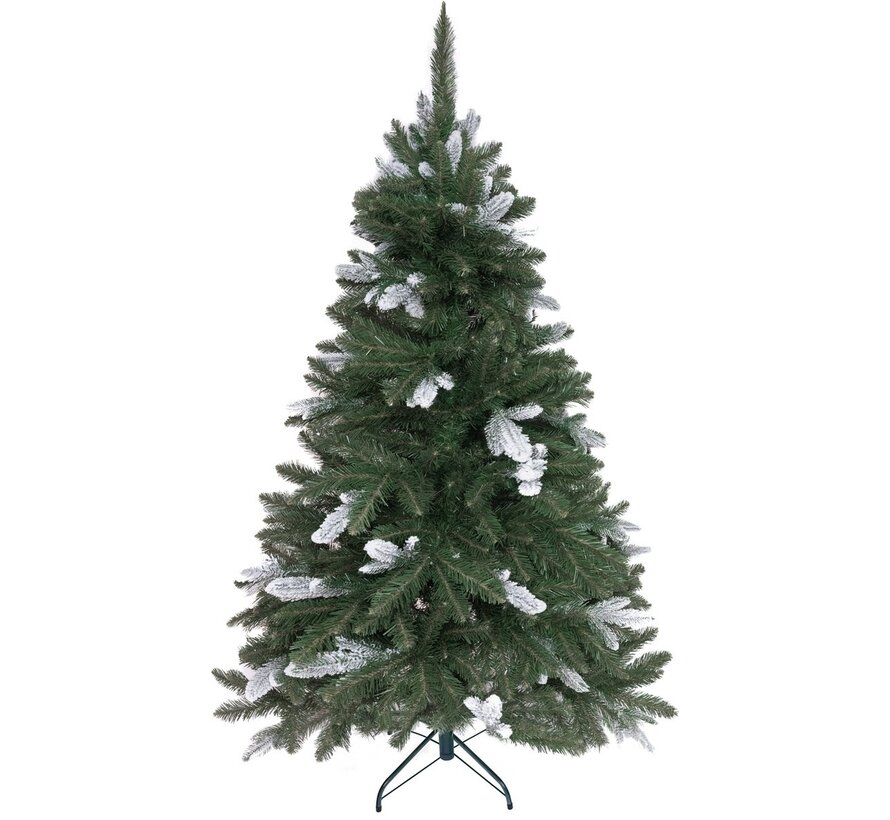 PristinePine Full Artificial Christmas tree with snow 210cm - Arbre de Noël robuste - Base en métal - Montage rapide