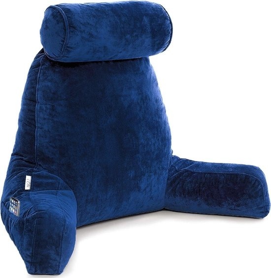 Coussin de lecture avec coussin pour la nuque - Ella® - Velours bleu marine