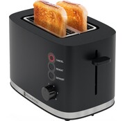 KitchenBrothers KitchenBrothers Toaster - Grille-pain - 6 niveaux de chaleur - 2 fentes extra-larges - 870W - Noir