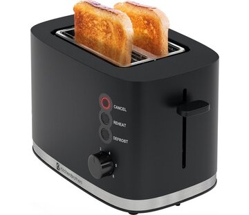 KitchenBrothers KitchenBrothers Toaster - Grille-pain - 6 niveaux de chaleur - 2 fentes extra-larges - 870W - Noir