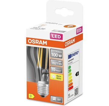 Osram OSRAM 4058075124707 Lampe LED Label énergie D (A - G) E27 Pear 11 W = 100 W Blanc chaud (Ø x l) 60 mm x 105 mm 1 pièce(s)