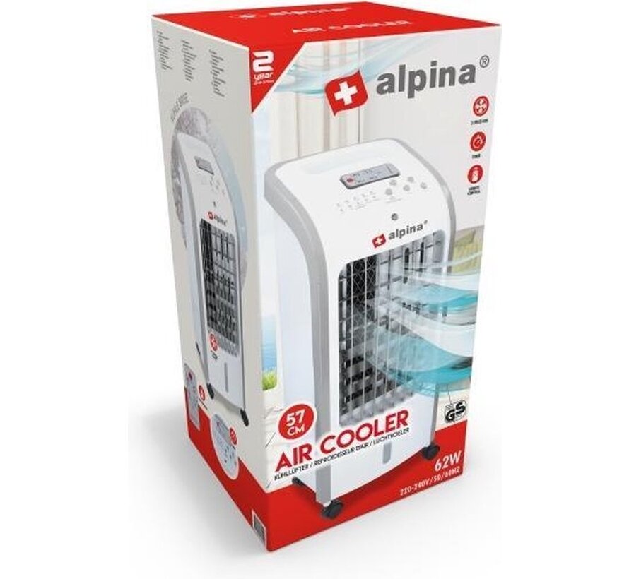 Refroidisseur d'air - Alpina - humidificateur - blanc - avec télécommande et minuterie - 3 modes de ventilation - jusqu'à 270m3