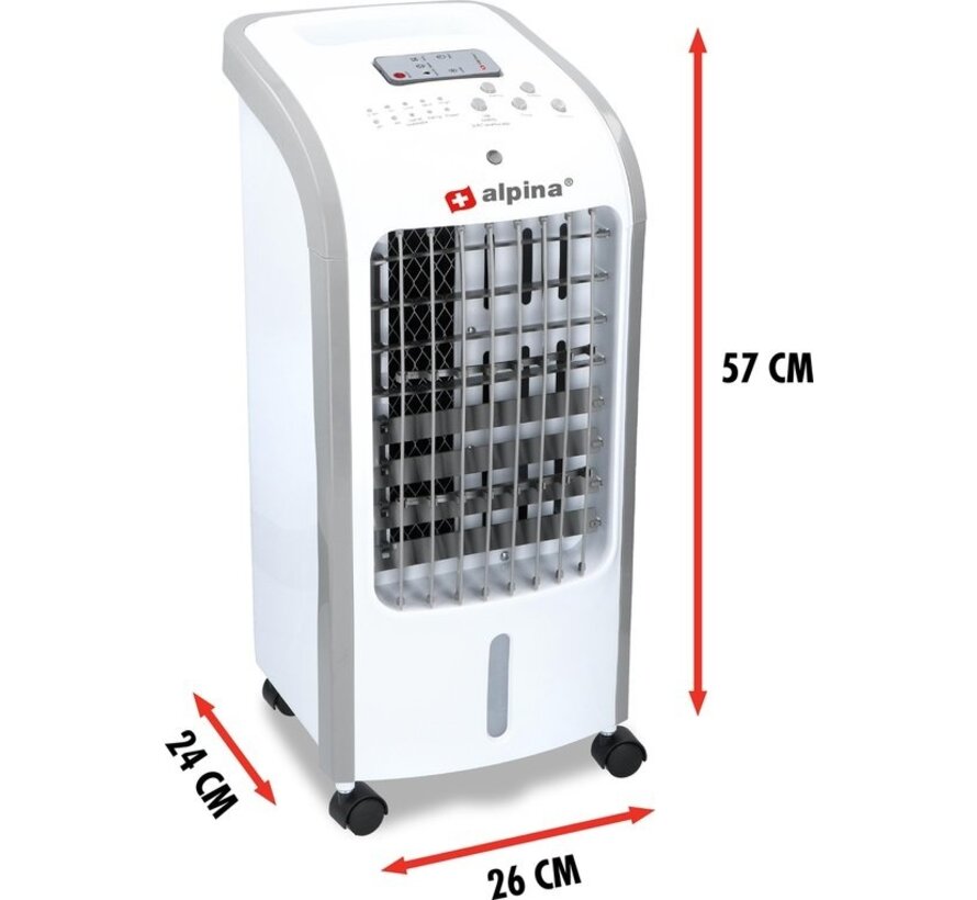 Refroidisseur d'air - Alpina - humidificateur - blanc - avec télécommande et minuterie - 3 modes de ventilation - jusqu'à 270m3