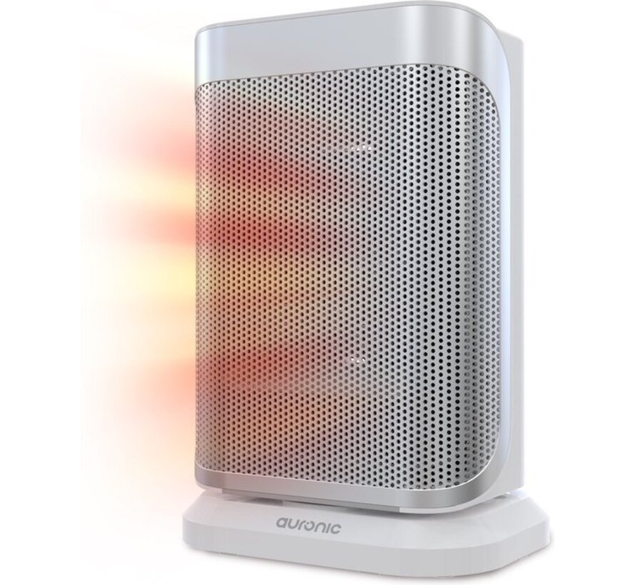 Auronic Electric Heater - Radiateur à ventilateur - 2 étages - 1500W - Indication LED - Rotatif - Blanc