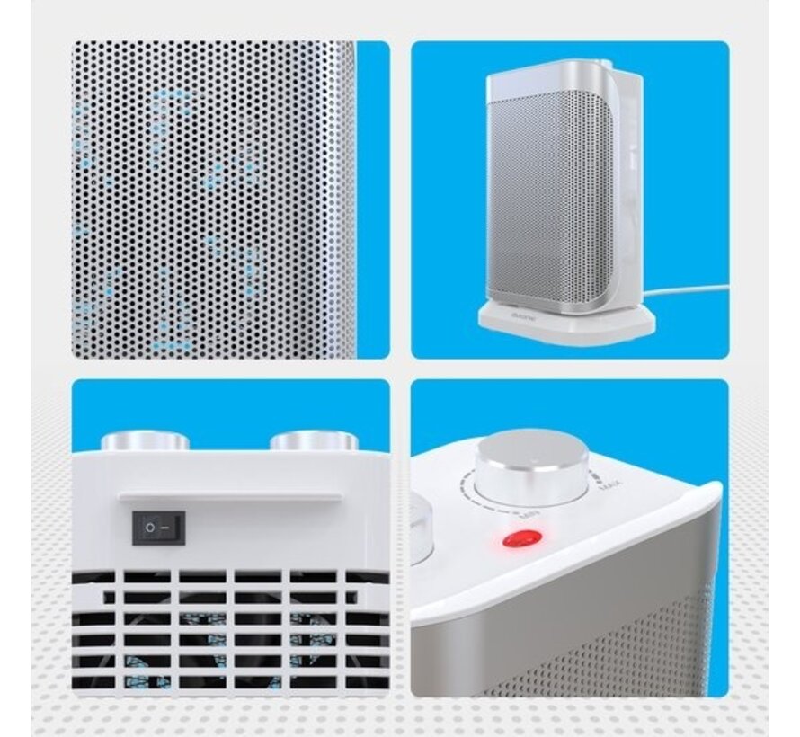 Auronic Electric Heater - Radiateur à ventilateur - 2 étages - 1500W - Indication LED - Rotatif - Blanc