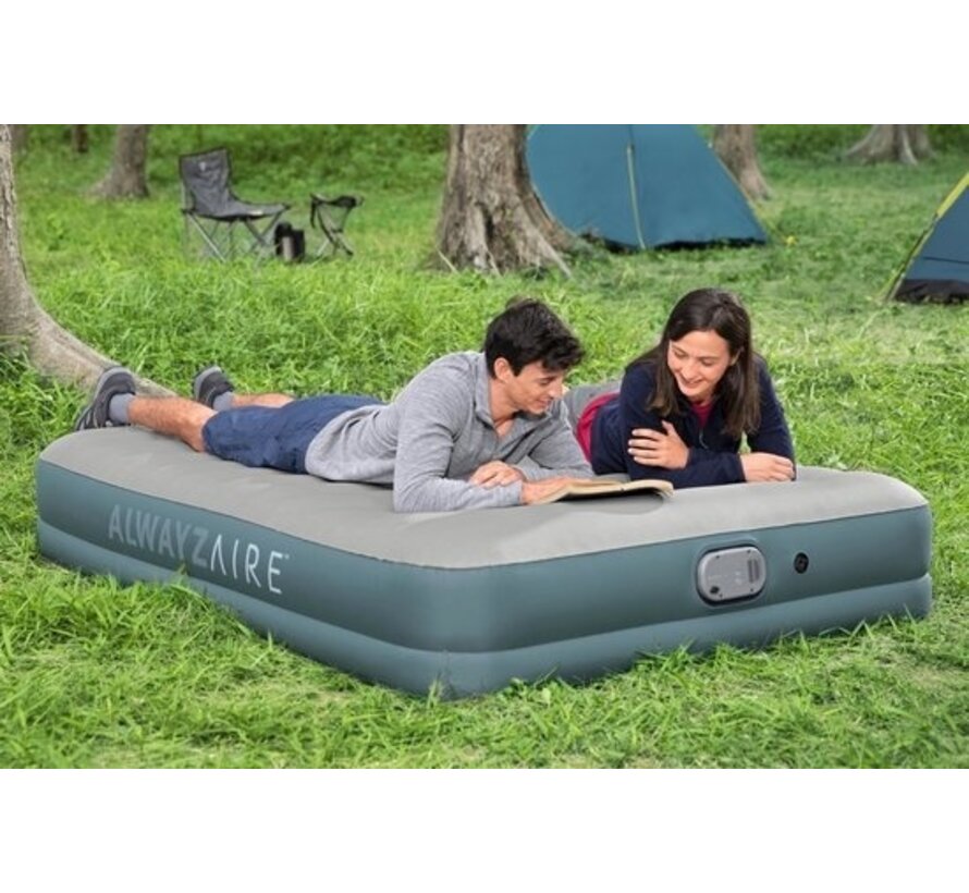 Bestway Airbed - 2 personnes - PVC/Polyester - Pompe rechargeable intégrée - Matériau Fortech™ - Construction en I - Coussin intégré