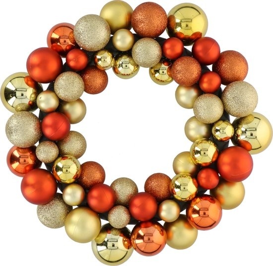 Cadeaux de Noël Couronne de Noël - Ø 36 cm - 55 boules - Cuivre/Brun - PVC