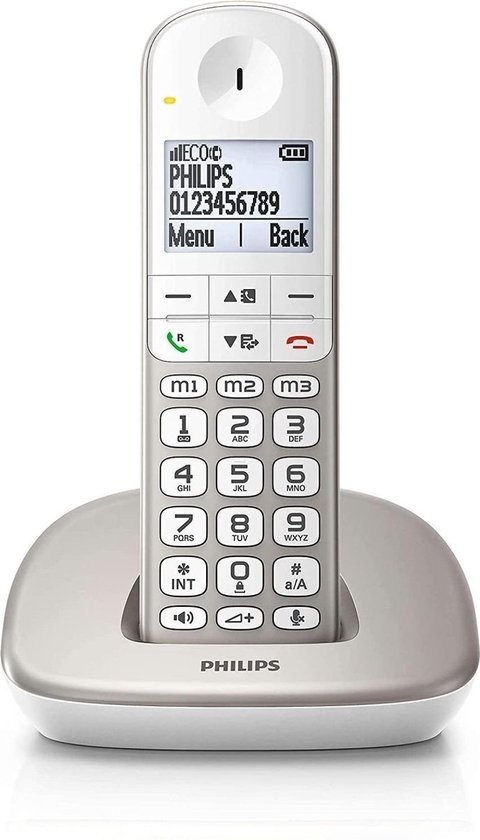 Philips XL4901S - Téléphone DECT - Téléphone sans fil pour personnes âgées avec 1 combiné - Grandes touches, augmentation du volume et compatibilité avec les aides auditives - Blanc