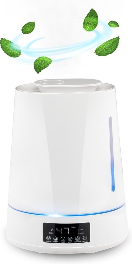 Humidificateur - Grundig - Diffuseur d'arômes - Humidificateur avec hygromètre - Capacité 4L - Blanc
