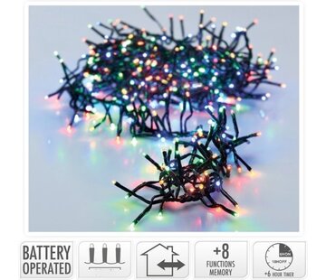 Cheqo Cluster lumineux 192 led - Lumières de Noël - 1.4m - multicolore - Batterie - Fonctions lumineuses - Mémoire - Minuterie