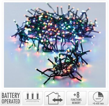 Cheqo Cluster lumineux 192 led - Lumières de Noël - 1.4m - multicolore - Batterie - Fonctions lumineuses - Mémoire - Minuterie