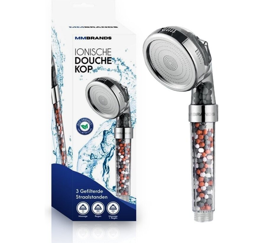 MM Brands Tête de douche ionique - Tête de douche à économie d'eau - Douchette à main haute pression avec filtre - Douche de pluie