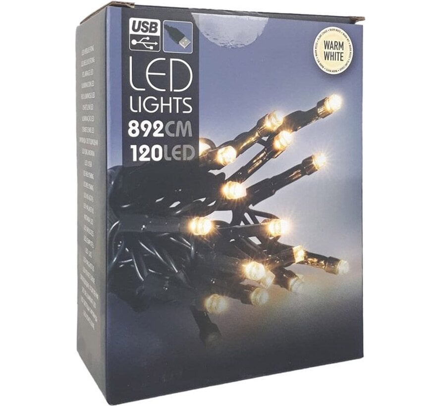 Eclairage LED USB - 120 LED - blanc chaud