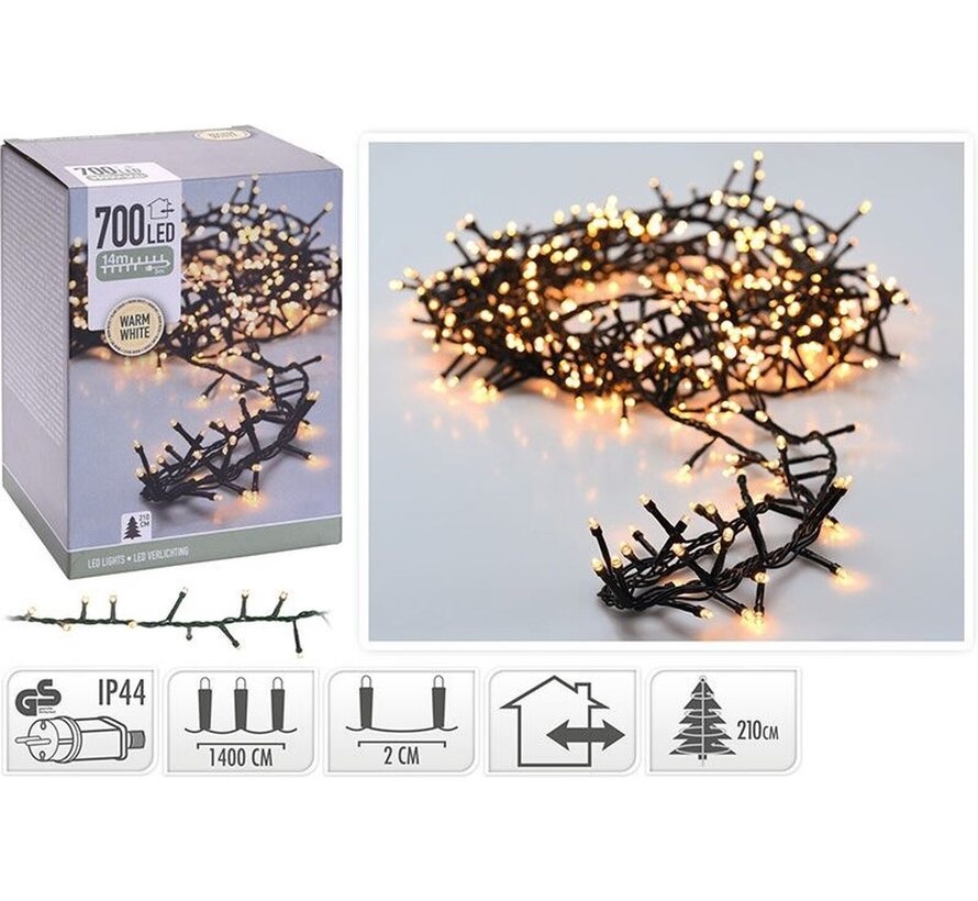 Guirlande de Noël de 14 mètres - Nampook - Éclairage de sapin de Noël - Lumière blanc chaud - 700 LED pour usage l'intérieur et l'extérieur