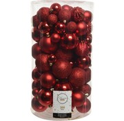 Decoris Set de boules de Noël Decoris 100pcs plastique rouge