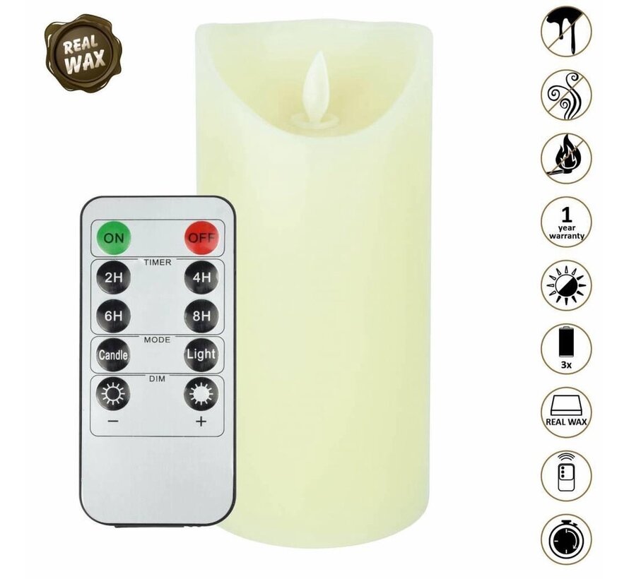 O'DADDY® bougies LED avec flamme mobile - 18cm 8d - Avec minuterie et fonction dimmer - Bougies LED avec télécommande