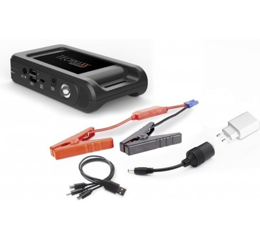 Technaxx TX-218 - Jumpstarter et Powerbank multifonctions - Batterie 12000mAh - 2x sortie USB-A - Lumière LED - Noir