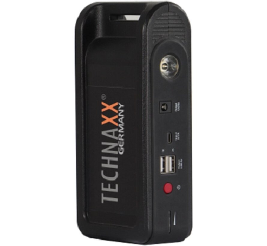 Technaxx TX-218 - Jumpstarter et Powerbank multifonctions - Batterie 12000mAh - 2x sortie USB-A - Lumière LED - Noir