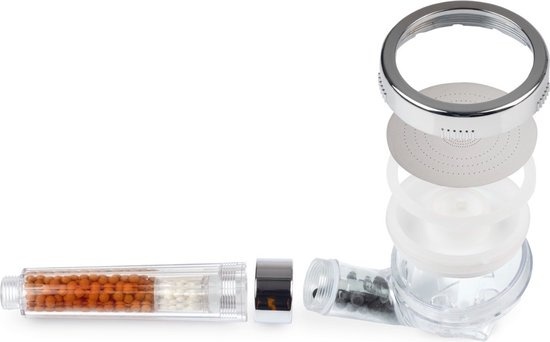 Easymaxx, pomme de douche ionique avec filtre et économie d'eau - Perles minérales - Douchette à main haute pression purifiant l'eau - 3 modes de jet - douche de pluie - douche de massage