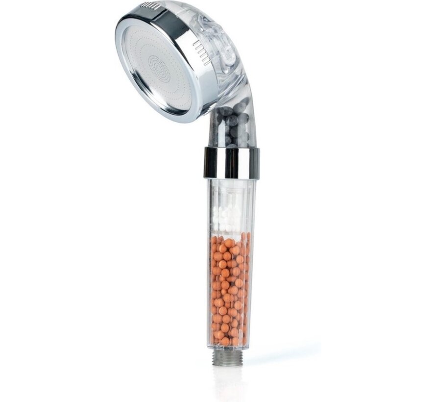 Easymaxx, pomme de douche ionique avec filtre et économie d'eau - Perles minérales - Douchette à main haute pression purifiant l'eau - 3 modes de jet - douche de pluie - douche de massage