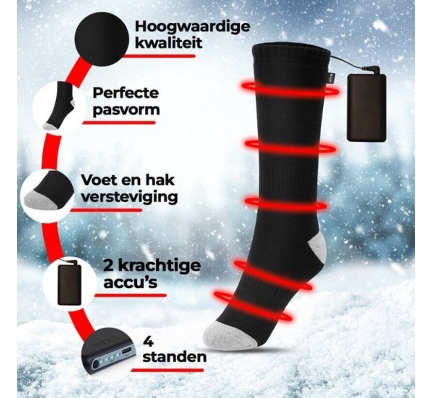 Chaussettes chauffantes Saaf - électriques - rechargeables - chargeur inclus - 3 niveaux - unisexe - taille 38-44