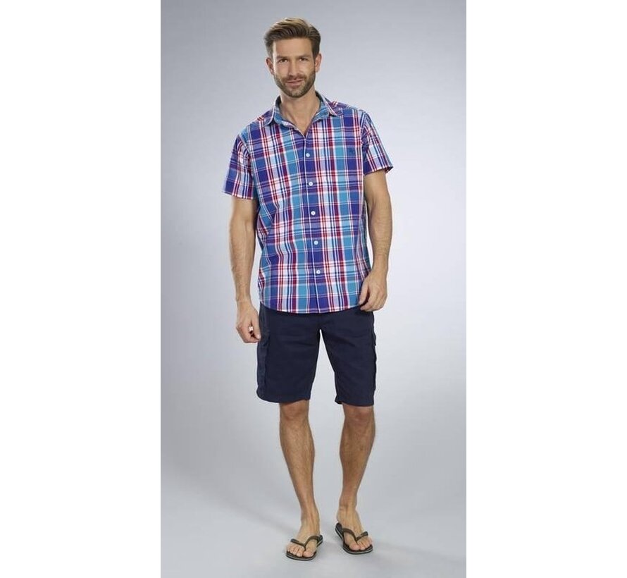 Chemise à manches courtes à carreaux bleus taille 43/44