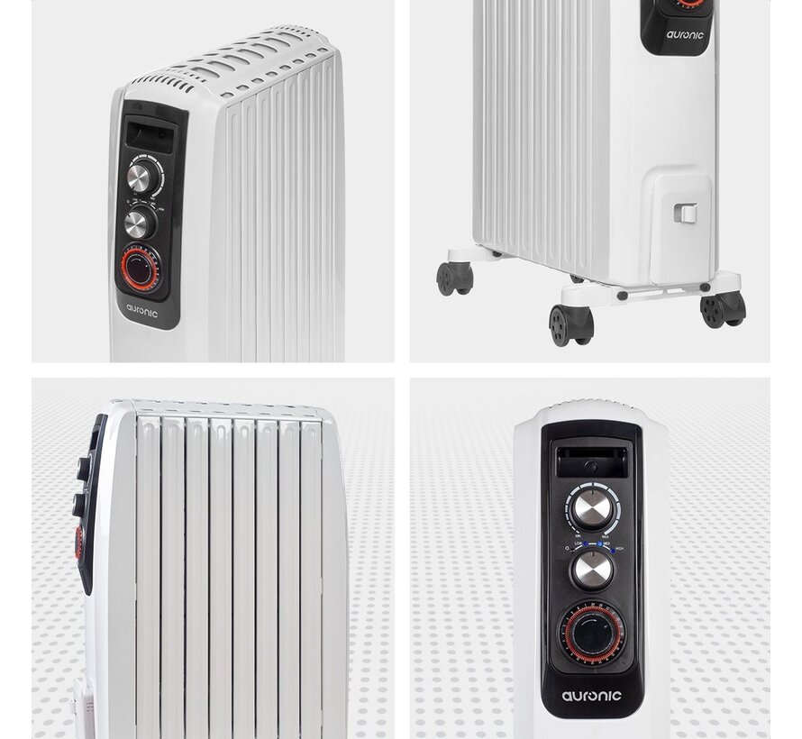 Chauffage électrique Auronic- Thermostat - Minuterie - 3 niveaux - Jusqu'à 2000W - Blanc
