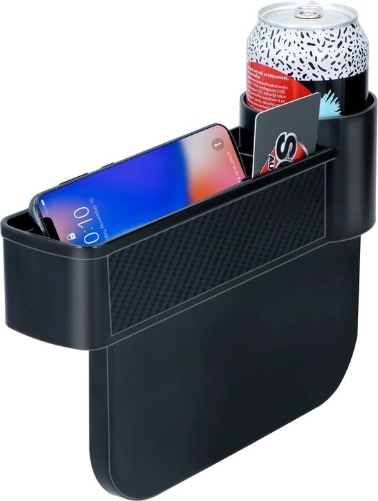Dunlop Car Seat Organiser - avec porte-gobelet - Tapis antidérapant - Noir