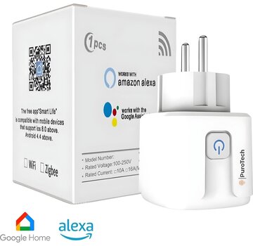 PuroTech PuroTech Smart Plug - Timer & Energy Meter - Smart Plug - Convient à Alexa / Google Home - Compteur de consommation - Coûts énergétiques