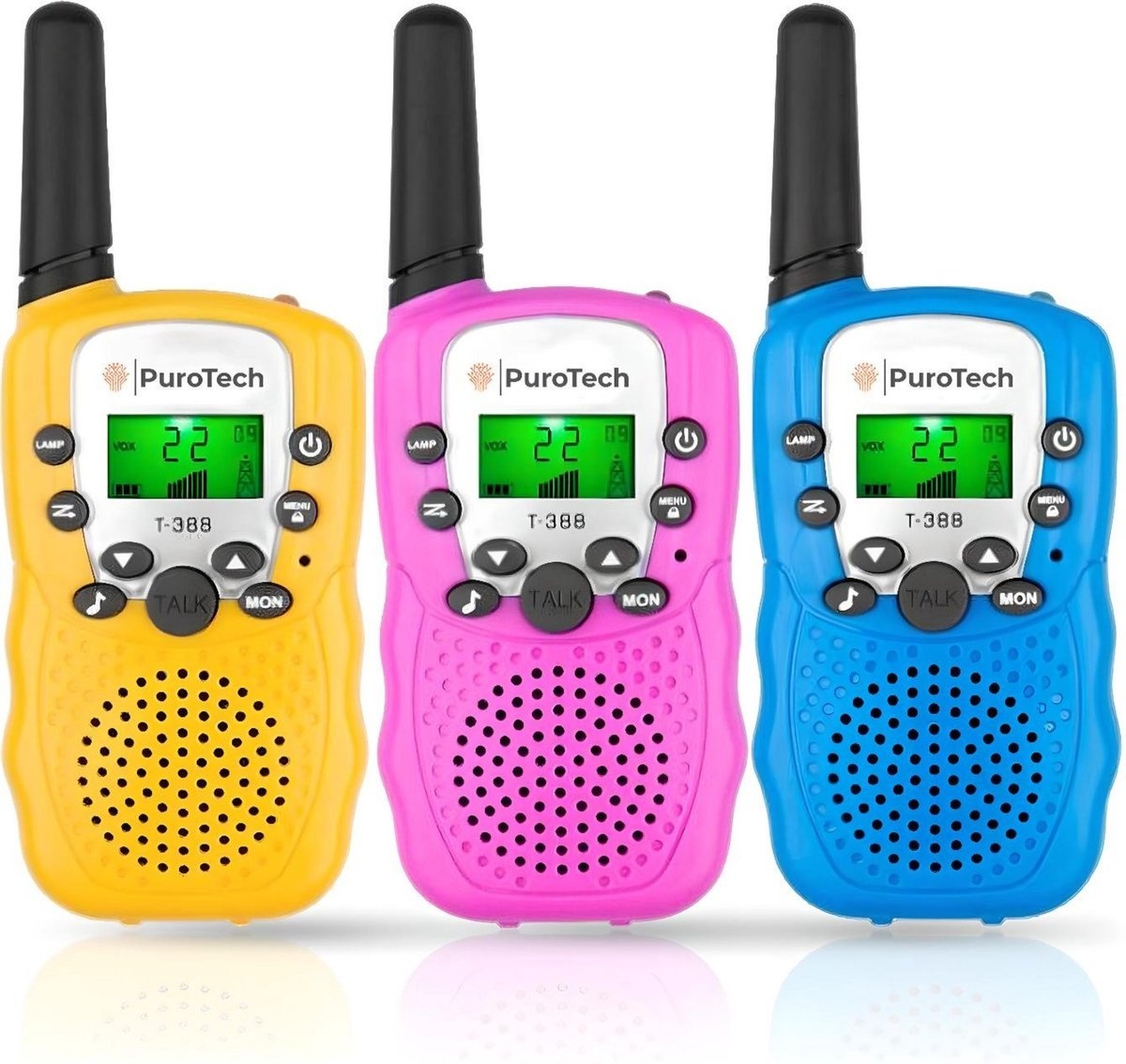 Talkie Walkie 3-PACK - PuroTech - 3KM de portée - Pour enfants et adultes - Talkie Walkie - 22 canaux - Longue portée