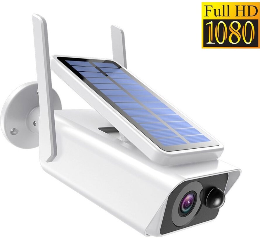 PuroTech - Caméra de sécurité IP - Caméra extérieure avec panneau solaire - alimentée par énergie solaire - sans fil - Wifi Smart Étanche IP66 - 1080P HD - Vision nocturne - Avec enregistreur