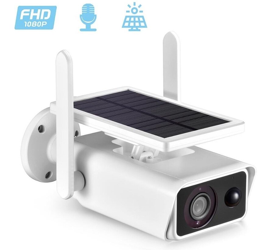 PuroTech - Caméra de sécurité IP - Caméra extérieure avec panneau solaire - alimentée par énergie solaire - sans fil - Wifi Smart Étanche IP66 - 1080P HD - Vision nocturne - Avec enregistreur