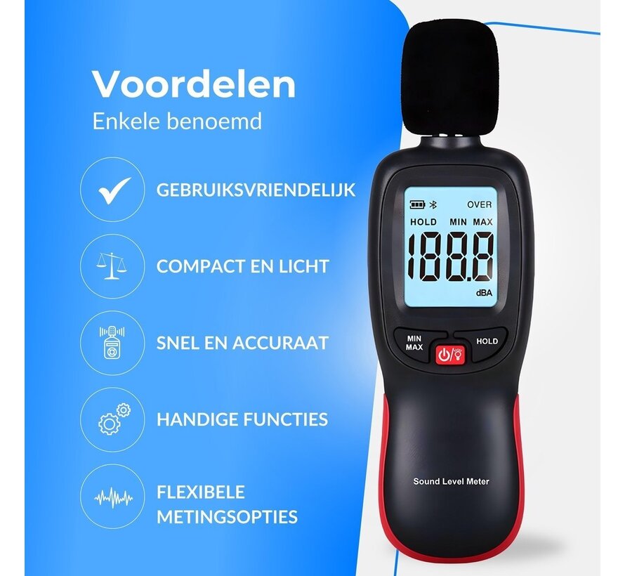 PuroTech Noise Meter - Décibelmètre numérique - Ecran LCD - Bruit - 30 dB à 130 dB - Mesure professionnelle du bruit - Isolation phonique - Piles incluses