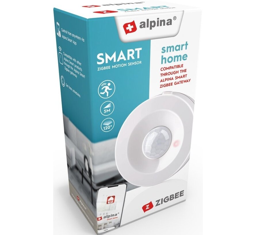 alpina Smart Home - Détecteur de mouvement - 3V - Détecteur de mouvement intérieur - Détection 5M - Passerelle Zigbee - alpina Smart Home App