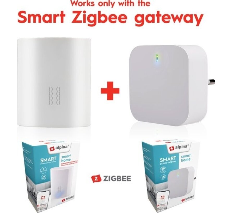 alpina Smart Home - Capteur de vibrations - 3V - Compteur de vibrations - Alarme bris de glace - App Control - Zigbee Gateway