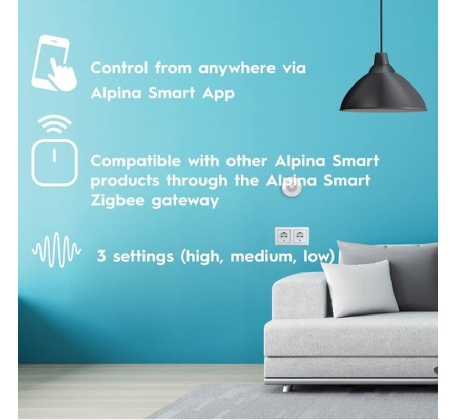 alpina Smart Home - Capteur de vibrations - 3V - Compteur de vibrations - Alarme bris de glace - App Control - Zigbee Gateway