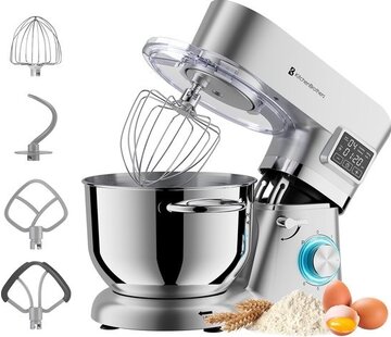 KitchenBrothers Robot de cuisine - KitchenBrothers - Affichage et minuterie - Robot de cuisine - 6L - 1400W - Argent