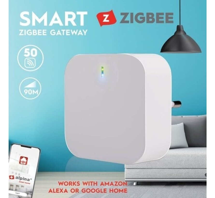 alpina Smart Home - Passerelle Zigbee intelligente - 230V - Connectez jusqu'à 50 appareils intelligents - Système plug-in - Efficacité énergétique