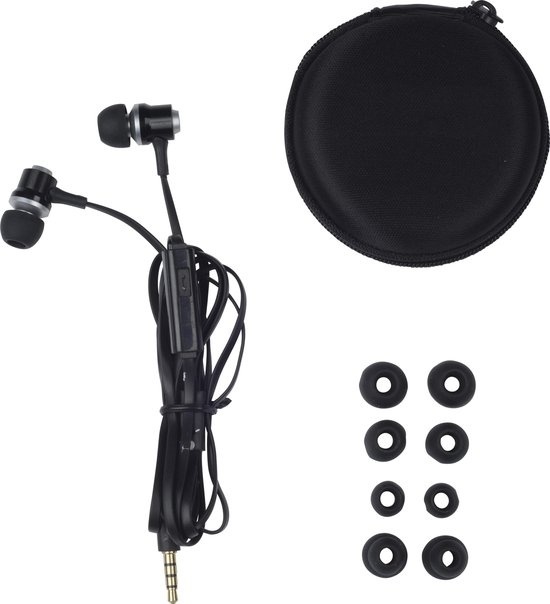 Grundig Earplugs Metal Pro - Microphone - Câble plat - Etui - Noir