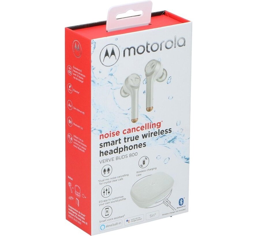 Motorola Earbuds Vervebuds 800 - sans fil - étanche - 18 heures d'autonomie - blanc